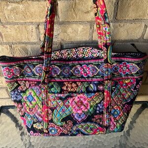 Vera Bradley Black and Pink Tote Bag with Geometric Design